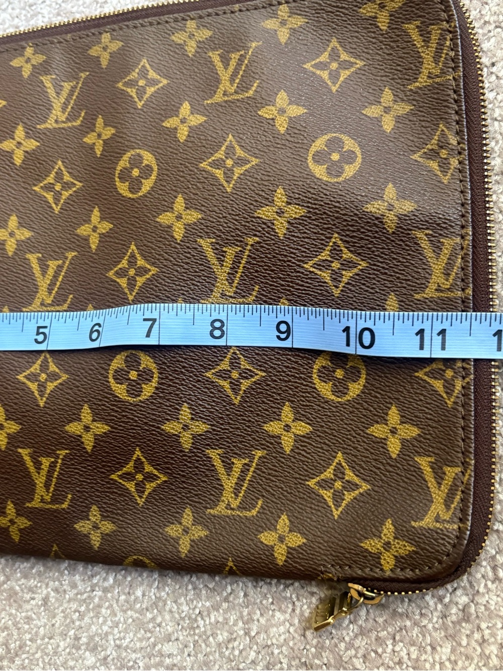 Auth Louis Vuitton Monogram Portfolio Clutch iPad Sleeve Zip Vintage - Picture 15 of 16